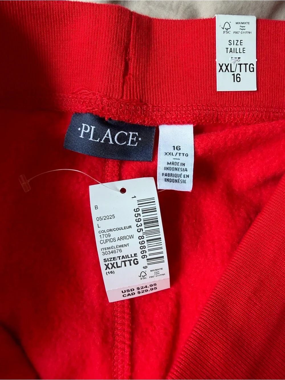 NEW The Children’s Place Boys Fleece Active Jogger Red Size XXL 16 Activewear
